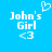 Blue background with white pixelated text 'John's Girl <3' and a heart symbol above the left instance of the text.