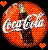 Pixelated circular icon with orange-red gradient background, white stylized text across center, two small orange hearts in top-left and bottom-right corners on black backdrop.