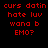Red pixelated text on black background with a circular light effect that changes intensity across frames.