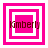 Four pink and white square frames with the name 'Kimberly' in brown text, each frame showing a different layered configuration of squares.