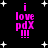 Pixelated pink text on black background with white stars; text reads 'i love pdX !!!' in four identical arranged in a
