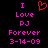 Pixelated text and heart symbol on black background with pink and red elements.