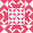 Pixelated pattern with red and white colors featuring four bone shapes surrounding a central grid of cross patterns.