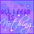 Purple and blue gradient background with white text reading 'ALL I FEAR IS NOTHING' in pixelated and cursive fonts, surrounded by small square and circular shapes.