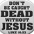 Two identical circular icons with pixelated text reading "DON'T BE CAUGHT DEAD WITHOUT JESUS" on a light gray background.