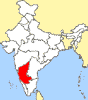Animated sequence showing a map of India with red-highlighted regions changing across frames, set against yellow landmass and blue water background.