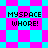 Pixelated text 'MYSPACE WHORE!' appears on shifting cyan and magenta checkered backgrounds with diamond patterns.