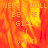A static image with a fiery orange-red background displaying repeated text "NEVER WILL BE THE GIRL U WANT" in pixelated orange letters, with a solid gray rectangle in the bottom-right corner.