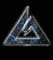 Animated sequence showing a triangular icon with metallic texture, green text 'GODS', and white vertical bar elements that rise and fall across frames.