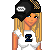 Pixel art contact sheet showing two frames of a female character with blonde hair wearing a black cap, white crop top, and black track pants with white stripes, alongside a blue gradient text logo reading "SHORTY".