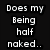 A four- with text and a pixelated image: top-left black background, top-right green background, bottom-left light blue background showing a shirtless man in jeans, bottom-right gray background