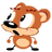Pixelated cartoon squirrel with orange-brown fur, black nose and eyes, pink cheeks, standing in a neutral pose against white background.