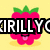 Pixelated pink raspberry character with green leaves, smiling face, and yellow background, displaying text changes across frames.