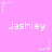 Pixelated pink background with repeated white text 'Jashley' and star-dot patterns in a