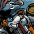 Animated contact sheet of a Neopets character with blue eyes and orange accents, repeating across 16 frames in a 4x4 grid on gray background.