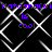 Pixelated text and geometric patterns on a black background with purple and white elements.