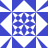 Blue and white pixelated geometric pattern with central diamond-shaped arrangement of four white cross-like symbols on blue background, surrounded by eight white diamond shapes on blue background.