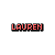 Six pixelated 'LAUREN' text icons arranged in two , each with distinct color schemes and outlines