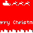 Red background with white pixelated Santa sleighs, reindeer, and repeated 'Merry Christmas' text in a scrolling pattern.