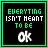 Two side-by-side pixelated with black backgrounds and green borders display text variations where 'OK' alternates between white and green