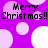 Pixelated purple background with light purple and white circles, repeating "Merry Christmas!!" text in black pixelated font across four sections.