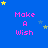 Blue background with repeated pink text "Make A Wish" and scattered yellow and light blue stars.