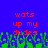 Blue background with red pixelated text reading 'wats up my dudes' repeated twice, green and blue pixelated grass-like shapes at the bottom.