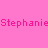 A static image with a pink and black background, featuring repeated text 'Stephanie' in varying shades of pink and purple stars scattered across the dark area.