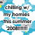 Animated buddy icon with blue and white cloud background, multiple text bubbles, and small yellow lightning bolts.