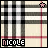 six pixelated shows a plaid pattern with 'NICOLE' text and pink stars shifting positions across frames