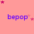 Pink background with scattered pink and magenta stars, blue 'bepop' text repeated in a pattern