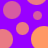 Purple background with scattered orange and pink circles, some partially cut off by the frame edges.