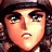 Pixelated anime-style character face with brown hair and dark headband on left, adjacent to black background with white text "Anime IM" above smaller cursive "cOm" on right.