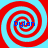 Four identical red and light blue spiral patterns arranged in a , each containing the word 'Dylon' in blue text at center