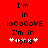 Red background with black text reading "I'm in lo0o0oVE" and "I'm in love" accompanied by white heart symbols.
