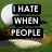 A golf-themed buddy icon with a white ball on green grass, featuring sequential text blocks reading 'I HATE WHEN PEOPLE', 'TAKE THE SEXY OUT OF', and 'GOLF CARTS!' in bold black-and-white lettering.