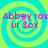 A static image with four identical spiral patterns in cyan and lime green, overlaid with pink text reading "Abbey rox ur Sox" on each quadrant.