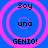 Four identical circular icons with pink concentric rings on a blue background, each containing Spanish text "Soy una GENIO!" in black pixelated font.