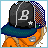 Animated contact sheet of a pixel art character in orange hoodie with blue accents, showing sequential frames including text overlays and pose changes.