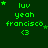 Green background with green text 'luv yeah francisco <3' and small white stars, showing animation changes in star positions across frames.
