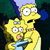 Two yellow cartoon characters with large white eyes and brown mouths embrace against a dark green and blue background.