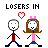 Pixel art contact sheet showing two animated frames of stick figures with a heart symbol above them, each frame displaying slight differences in the heart's position and size.