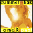 Pixelated figure with glowing chest area, surrounded by yellow text reading 'summer has come & past' in multiple