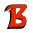 Two pixelated capital B letters side-by-side, one red with black outline on left, one pink with purple and white accents on right.