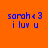 Four display blue pixelated text 'sarah <3 i luv u' against orange, brown, black, and brown backgrounds