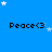 Blue background with white stars and repeated black text 'Peace<3' in a pattern