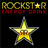 A black background displays two identical yellow star icons with gray outlines, each paired with red "Addict" text and "ROCKSTAR ENERGY DRINK" branding above them.