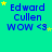 identical blue text icons on a cyan background, each displaying 'Edward Cullen WOW <3' with yellow stars scattered around