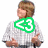 Pixelated image of a person with light brown hair wearing a white striped shirt, holding hands in front while displaying green '<3' symbol on left and purple 'Cody' text on right.
