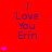 Red background with repeated purple text "I Love You Erin" and pink heart symbols in vertical